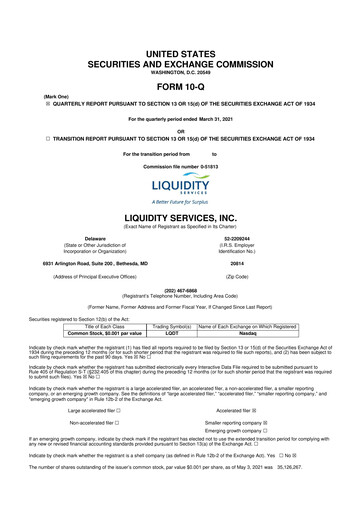 Miniature Liquidity Services
 10-Q Rapport trimestriel 2021 