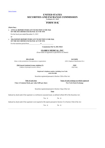 Thumbnail Globus Medical 10-K Annual Report 2015