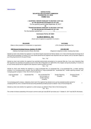 Thumbnail Globus Medical 10-Q Quarterly Report FY2017 