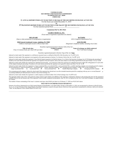 Thumbnail Globus Medical 10-K Annual Report 2019