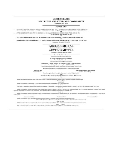 Thumbnail ArcelorMittal 20-F Annual Report 