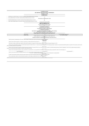 Thumbnail ArcelorMittal 20-F Annual Report 