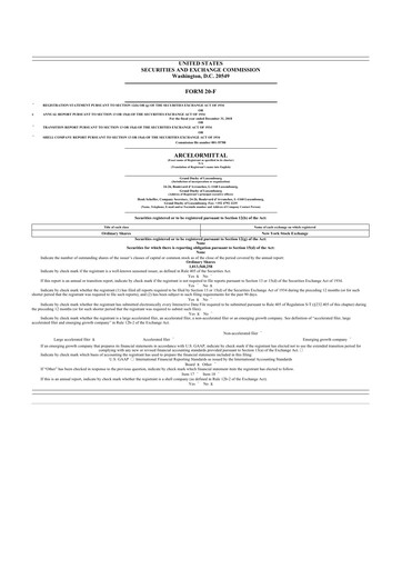Thumbnail ArcelorMittal 20-F Annual Report 2018