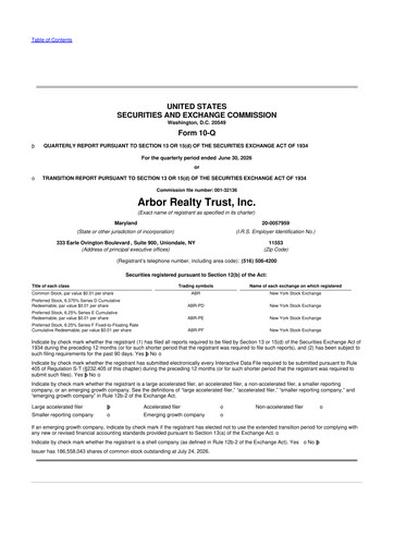 Thumbnail Arbor Realty Trust
 10-Q Quarterly Report FY2026 