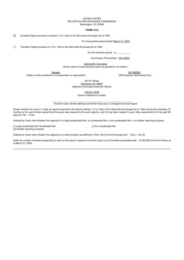 Thumbnail OptimizeRx 10-Q Quarterly Report FY 