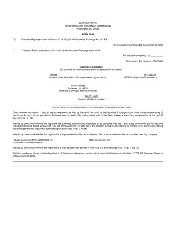 Thumbnail OptimizeRx 10-Q Quarterly Report FY 