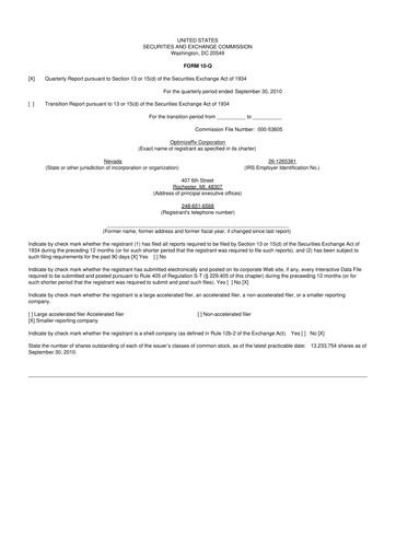 Thumbnail OptimizeRx 10-Q Quarterly Report FY 