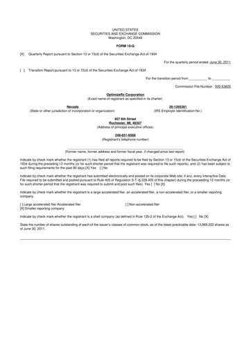 Thumbnail OptimizeRx 10-Q Quarterly Report FY2011 