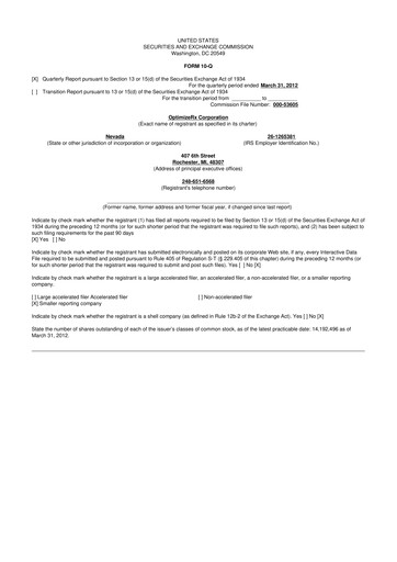 Thumbnail OptimizeRx 10-Q Quarterly Report FY2012 