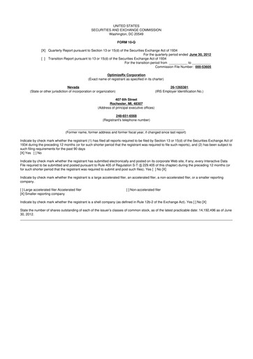 Thumbnail OptimizeRx 10-Q Quarterly Report FY2012 
