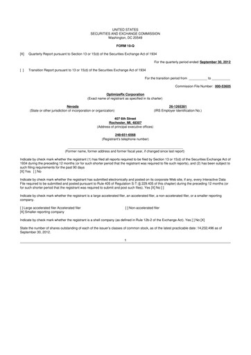 Thumbnail OptimizeRx 10-Q Quarterly Report FY2012 