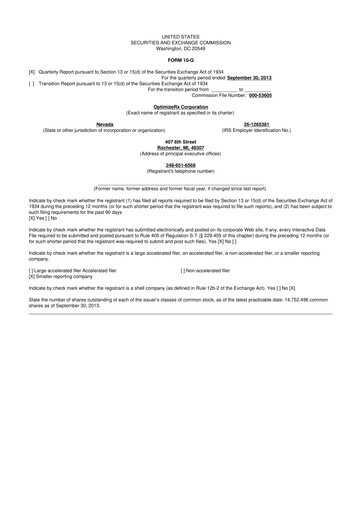 Thumbnail OptimizeRx 10-Q Quarterly Report FY2013 