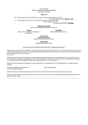 Thumbnail OptimizeRx 10-Q Quarterly Report FY2014 