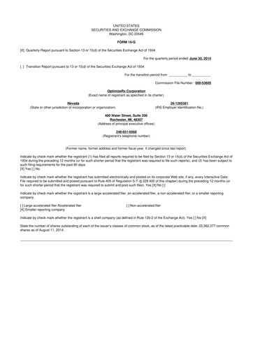 Thumbnail OptimizeRx 10-Q Quarterly Report FY2014 