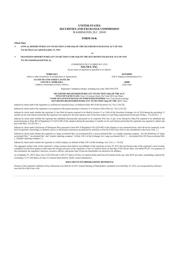 Thumbnail Nelnet 10-K Annual Report 2012