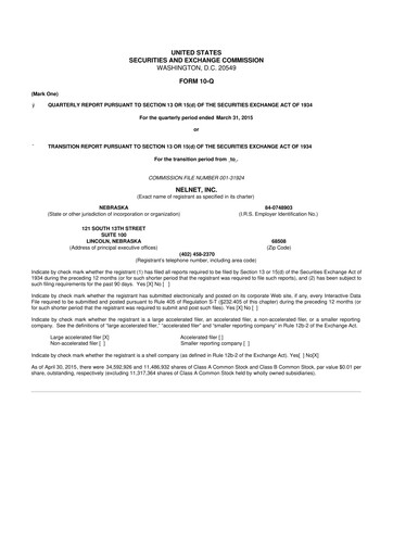 Thumbnail Nelnet 10-Q Quarterly Report FY2015 
