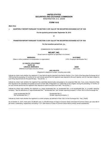Thumbnail Nelnet 10-Q Quarterly Report FY2015 