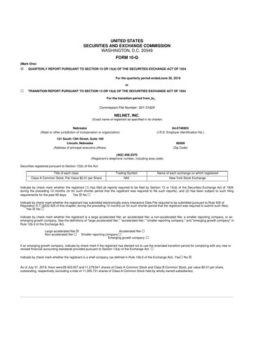 Thumbnail Nelnet 10-Q Quarterly Report FY2019 