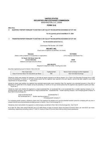 Thumbnail Nelnet 10-Q Quarterly Report FY2020 