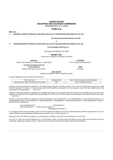 Thumbnail Nelnet 10-Q Quarterly Report FY2020 