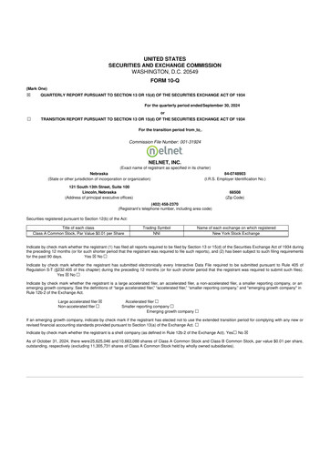 Thumbnail Nelnet 10-Q Quarterly Report FY2024 