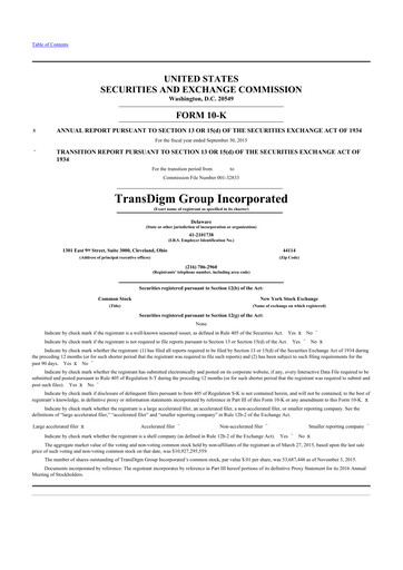 Thumbnail TransDigm Group 10-K Annual Report 2015