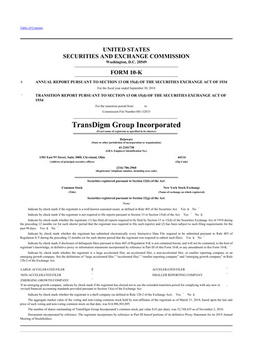 Thumbnail TransDigm Group 10-K Annual Report 2018