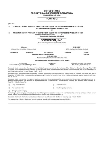 Vorschaubild DocuSign 10-Q Quartalsbericht 2020 