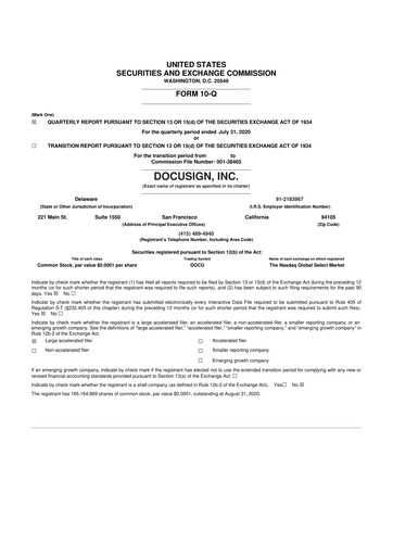 Vorschaubild DocuSign 10-Q Quartalsbericht 2021 