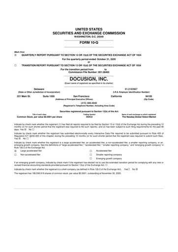 Vorschaubild DocuSign 10-Q Quartalsbericht 2021 