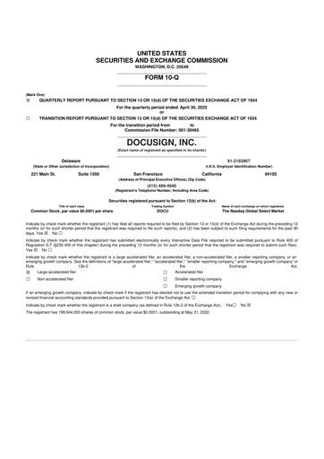 Vorschaubild DocuSign 10-Q Quartalsbericht 2023 