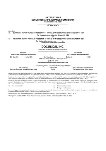 Vorschaubild DocuSign 10-Q Quartalsbericht 2024 