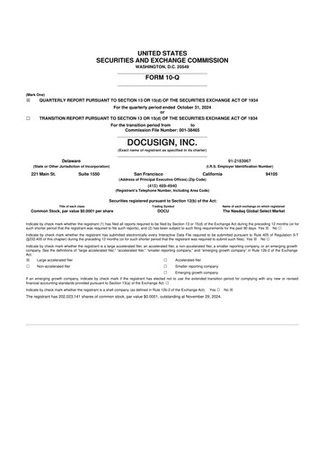 Vorschaubild DocuSign 10-Q Quartalsbericht 2025 