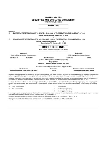 Miniature DocuSign 10-Q Rapport trimestriel 2027 