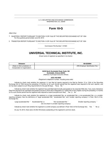 Thumbnail Universal Technical Institute 10-Q Quarterly Report FY2013 