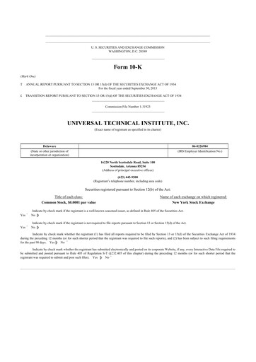 Thumbnail Universal Technical Institute 10-K Annual Report 2013