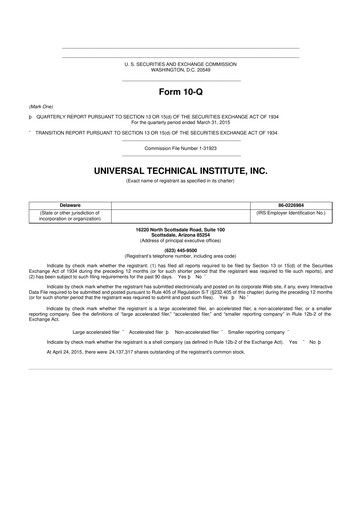 Thumbnail Universal Technical Institute 10-Q Quarterly Report FY2015 