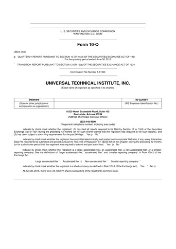 Thumbnail Universal Technical Institute 10-Q Quarterly Report FY2015 