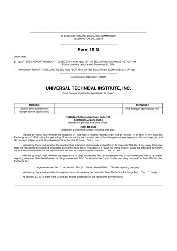 Thumbnail Universal Technical Institute 10-Q Quarterly Report FY2017 