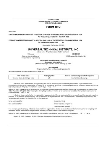 Thumbnail Universal Technical Institute 10-Q Quarterly Report FY2020 