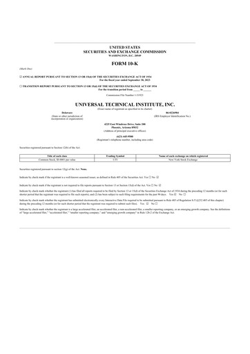 Thumbnail Universal Technical Institute 10-K Annual Report 2023