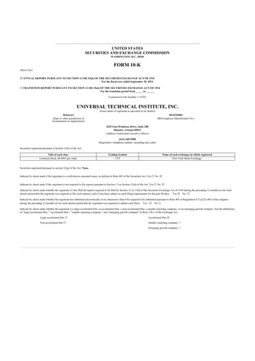 Thumbnail Universal Technical Institute 10-K Annual Report 2024