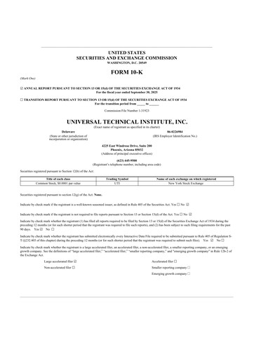 Thumbnail Universal Technical Institute 10-K Annual Report 2025