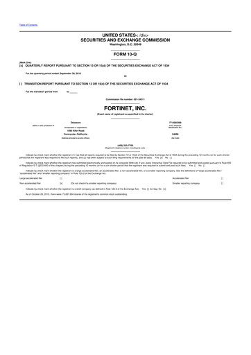 Vorschaubild Fortinet 10-Q Quartalsbericht  