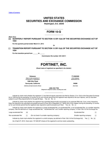 Vorschaubild Fortinet 10-Q Quartalsbericht 2012 