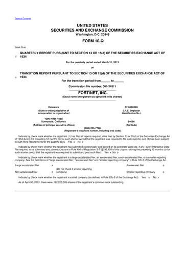 Vorschaubild Fortinet 10-Q Quartalsbericht 2013 