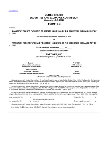 Vorschaubild Fortinet 10-Q Quartalsbericht 2013 