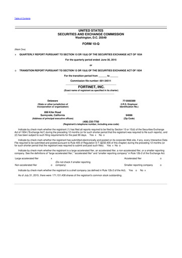 Vorschaubild Fortinet 10-Q Quartalsbericht 2015 