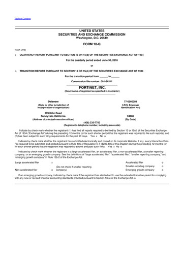 Vorschaubild Fortinet 10-Q Quartalsbericht 2018 