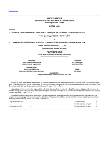 Vorschaubild Fortinet 10-Q Quartalsbericht 2019 